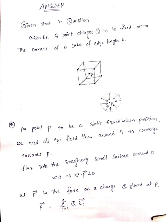 edge lenth b The Comeus ofa be need all the feld lines around ft to converge to ward P -flux İnb the tmadinary Snell urface a