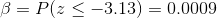 3-P(z <-3.13) = 0.0009