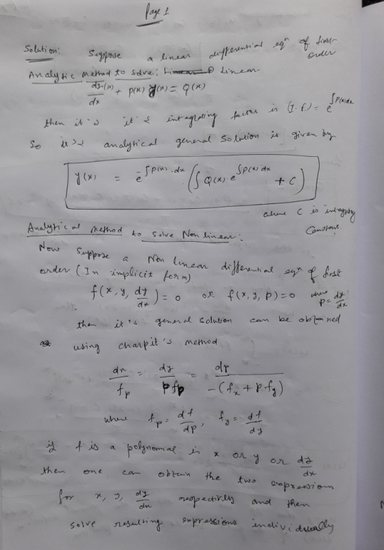 Seluti on Orolin ol a linzar Linen Methad to sdve hi aly AM dr is factrs int then ik analy hcal gnnal Solution SPe d e +C An