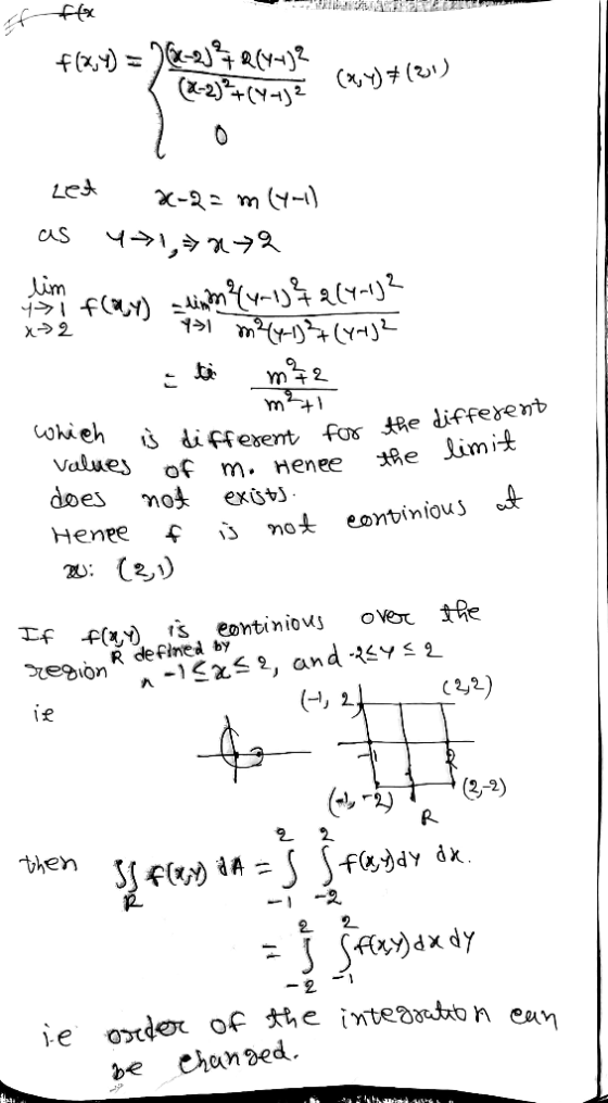 CAS im YY fox Re differend Limit Whieh Values of mof Ae m. Henee does exgt mot eontinious Henpe (2,) oVe e A1 2, and -Y 2 uoi
