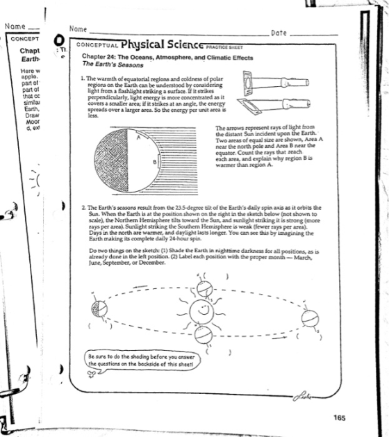 Nome_ Nome Date CONCEPT CONGEPTUAL Physical SciencE eChapter 24: The Oceans, Atmosphere, and Climatic Effects PRACTICE SLET C