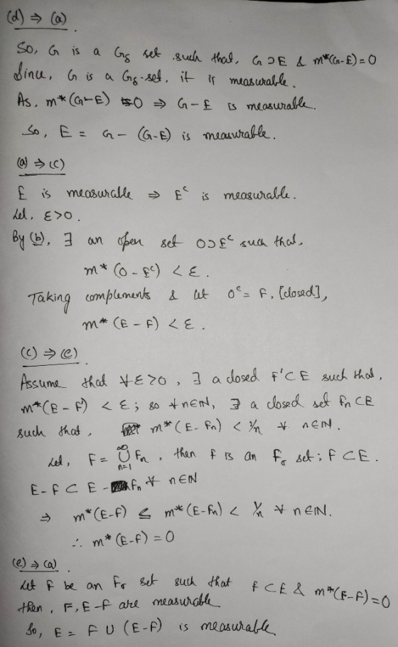 Cd Ca) So, G is a Gs et .gul thal, G EL ma-E)= O dinu, Gg-Ael, it muasurale is a As, m*(G-E) B0 G-E s measuralle maurable So,