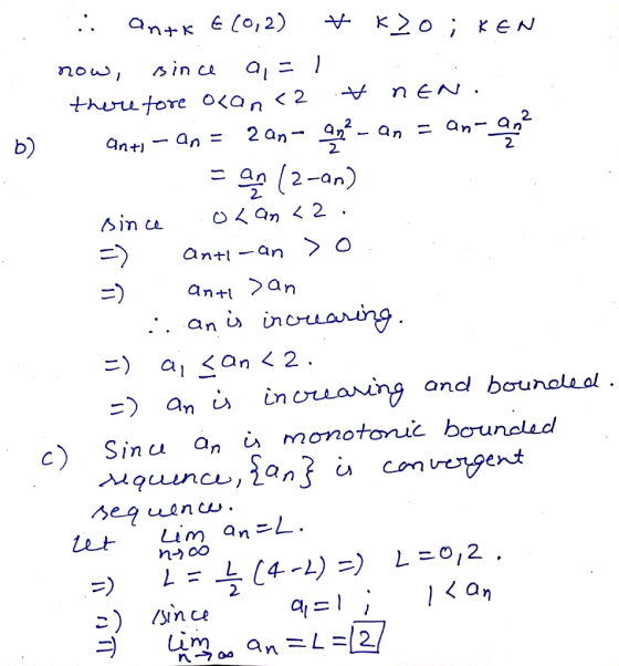 к20; кеN ntKE C0, 2) sin c now thurutore Okan<2 2 an n 2. an 2 an an an ant 2. b) 2 (2-an) 2 sin ce -an> Cntl an+ an an i inc