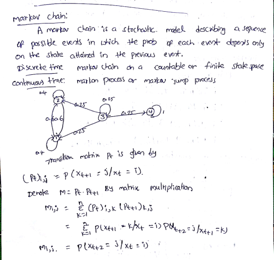 markov chain: Le) the skare aared 4le previau evet Dicrete me a chain ch a countable or finile stake pace contnusu me on Proc