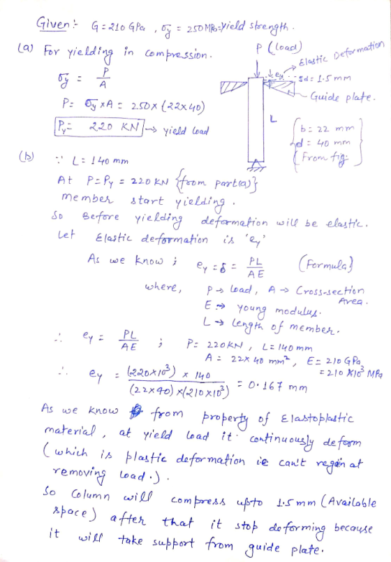 La) For yieldi h Compne.ssin mation Elastic D uide plate P: 220 KN yield lood b: 22 mm L mm rom m Parta me mber start yield 8