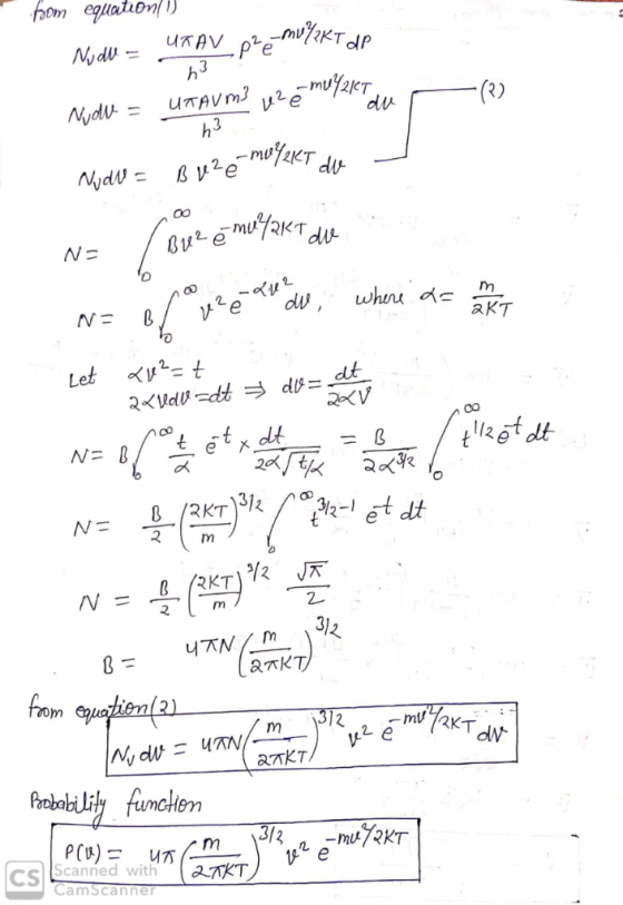 om eguation). UTAV p-muKT. 3 Ndu h UTAV M mU{21<T| h3 du Myd V2eP2KT dv Nydw du 122-e whini dw aKT N = dt Let dt dt t e N 20