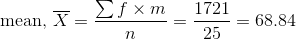 1721 f x m 68.84 mean, X 25
