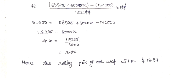 (132 So0) (68928 46o0e 42 132.5 5S6 SO 68928 +600 0e-1325Oo |19.225 = 119225 6000 19. 87 Henca Selliny pie calh sliaf will be