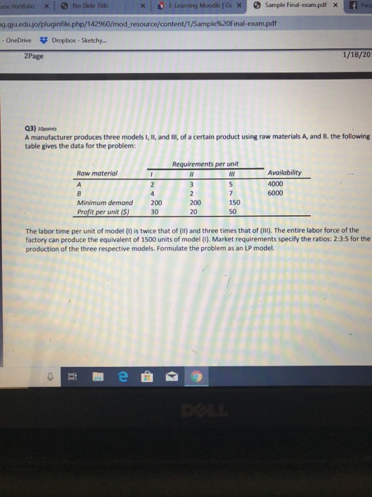 6 Sample Final-exam.pdf S No Shde Title anie Portfolio E-Leaning Moodle | Ge X x x x ng.gju.edu.jo/pluginfile.php/142960/mod