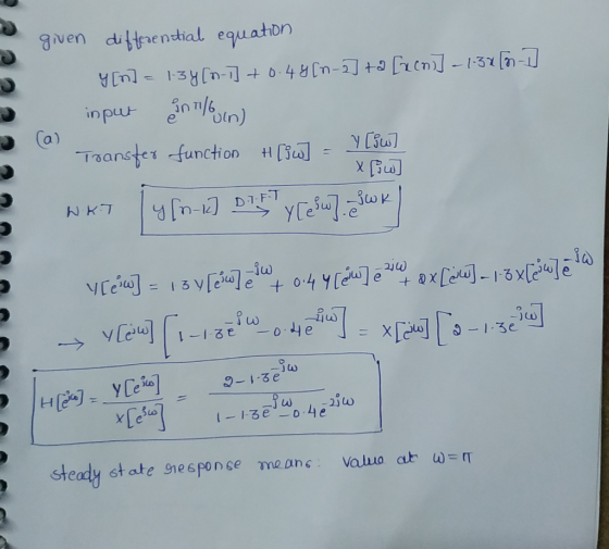 ven diffnential equation 13n-048n-] +9 ren] -13 - n/e in pr enn) Ca Toanster function X D.T-F.T YCeuk -214 e e -?w a 21-1 9-1