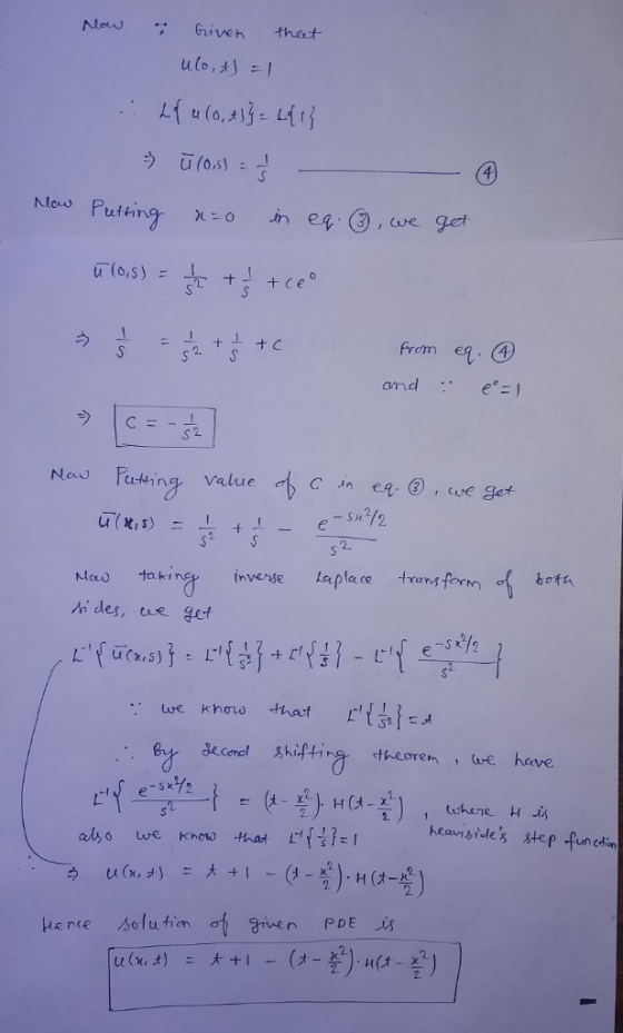iven thet New Putting r-o m eq③, we get from eq. and s 2 2. Mo takine inverse lsepla ce trans form ni des, we get bota we kn