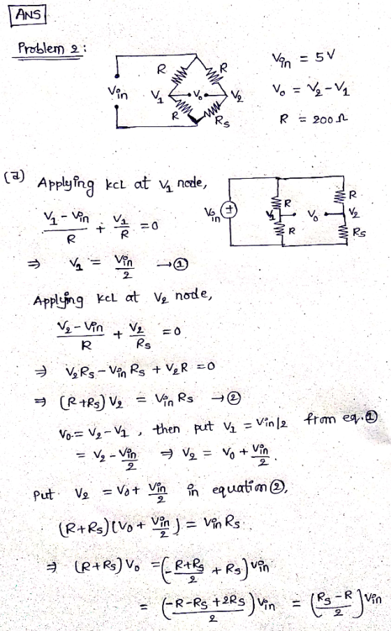 ANS Problem 2: V> (1 In Applyfng Kel at Va node,