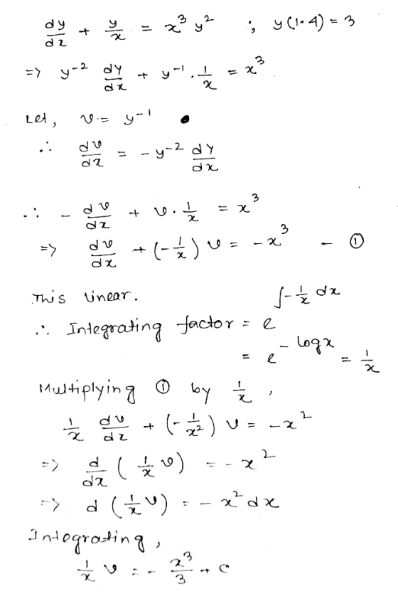 2 2 d y d2 1 Let y 2 (-) This Unear Integrating tactor Multiplyin () V = ) 2 2ntegrading 3