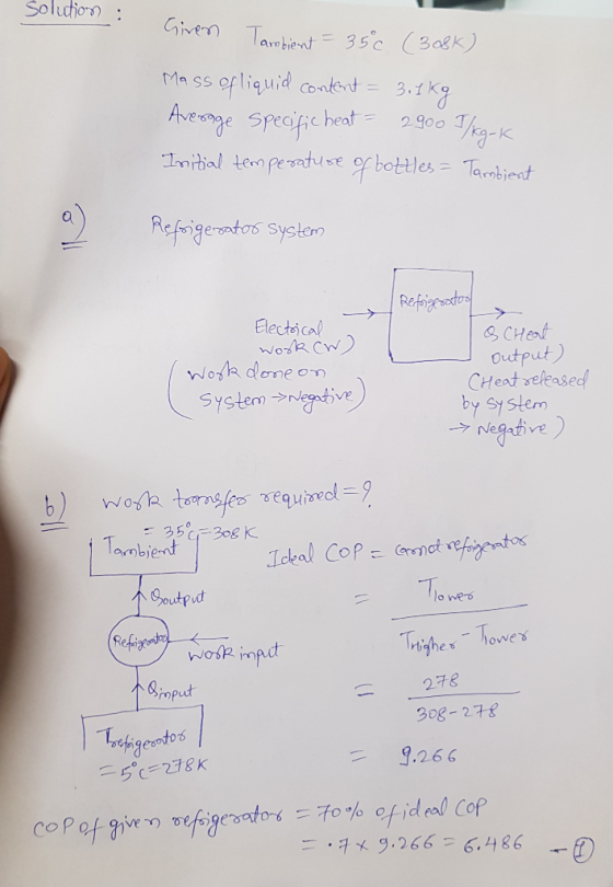 Solucho Aveome specific heat _ 2900%,-K esmbient Re Electoical S CHet Output) System venv CHeat seleased by Sy stem Ve outpu