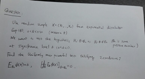 Gue sho Use random sumple (9), о<@ctvo (moans θ) we want to test the hypothesis H:84, vs H.etBu posms n足mher) o Some 8-00-0 .