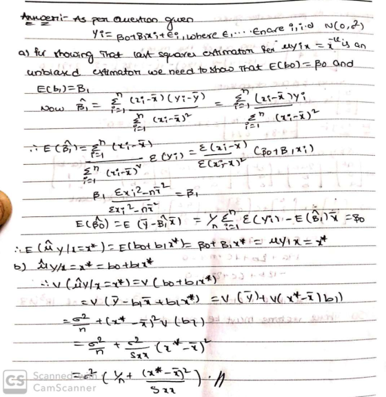 As en auetroo. YREBotBi5teohexe e Enare ,1 NCo,2 a) fur thoo Thotat sqavecimatonReny an unbiaxd cxtimator we need to sho That