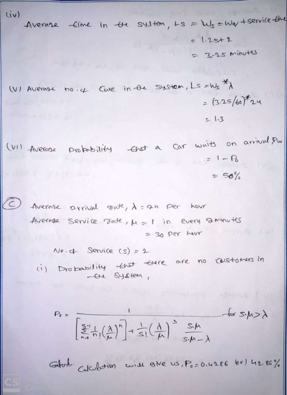 civ) +service - 1-3 (vI Average service roate, μ=t in every ?mnutes 20 Per ur o.c Service cs) C)Dro bability re are no stomer