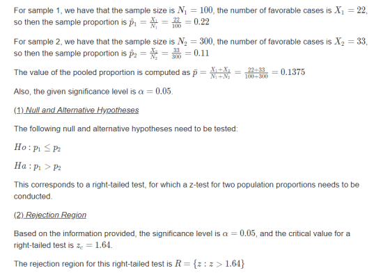 Х, — 22, For sample 1, we have that the sample size is N = 100, the number of favorable cases is 22 0.22 100 so then the samp