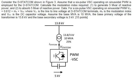 Consider the D-STATCOM shown in Figure 3. Assume that a six-pulse VSC operating on sinusoidal PWM is employed for the D-STATC