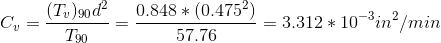 0.848 * (0.4752) = 3.312 * 10-3in2/min 57.76 T90