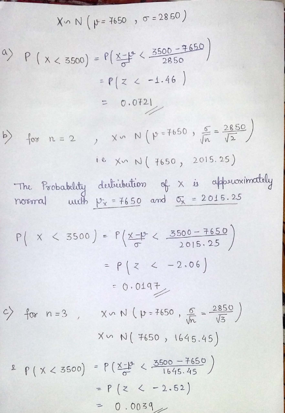 Xo N ( =7650 , o=2860) 1 x < 350o) = P(EF 362850 0.Ot2| i ι Xo N (そ650, 2015, 25) matols P( χ < 3500) = P(x-E-< 3500-7650 201