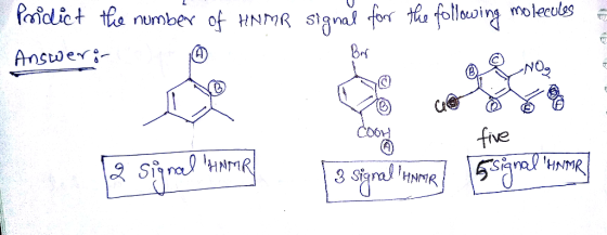 follewing molcules numbex of HNMR signal for fha solloving molecules Answer fne DOM 2 si HNrAR