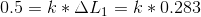 0.5=k*\Delta L_1=k*0.283