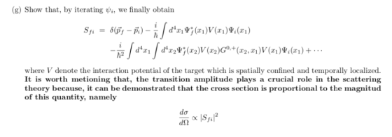 (g) Show that, by iterating Vi, we finally obtain where V denote the interaction potential of the target which is spatially c