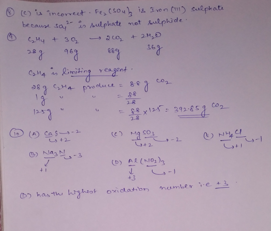 C Sulphati Aulphide () is incorect Fes Csou is iron because say 2- ulphate mot Q44 t 30 + 28 eagent COr 8 & 389 CHA Pre alu c