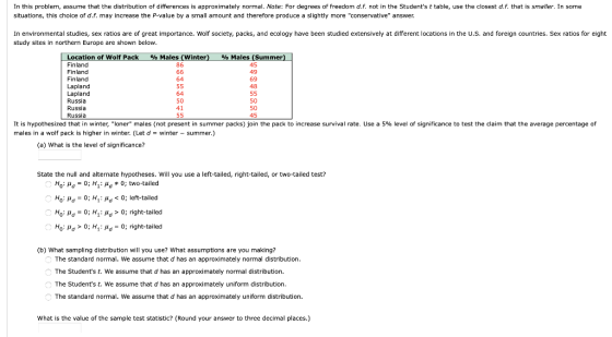 In this problem, assume that the distribution of differences is approximately normal. Note: For degrees of freedom d.f. not i