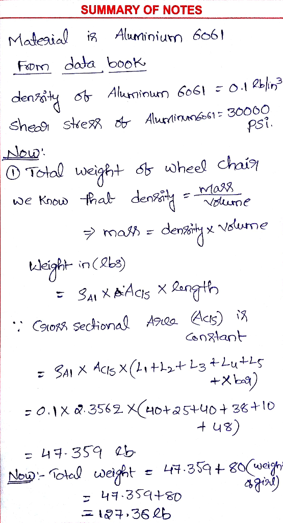 SUMMARY OF NOTES Fiom daba book i. Ps Now | 0Totol weight 4 Wheel chi we Know hat 47.359 сь. 4.36 2b