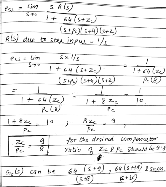 ls ess - Um for Che desir compemsator rauo 1 Zo c Should be 98 8 a (5) can be 64 S+9, 69 (s+0 Soo So,0r) St8