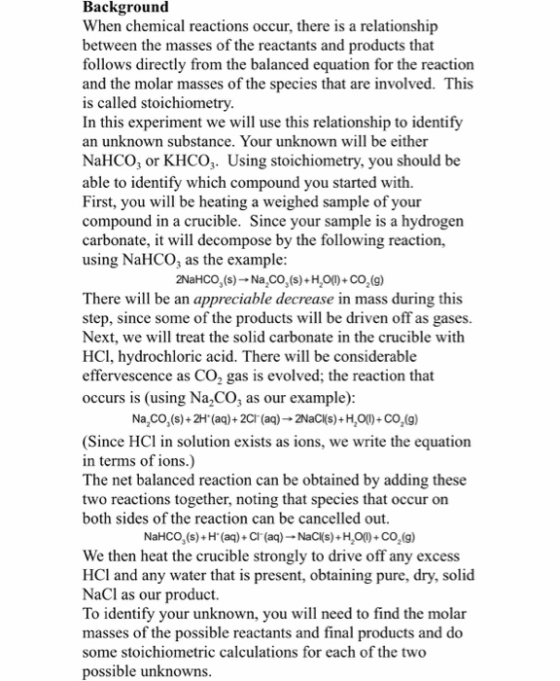 Background When chemical reactions occur, there is a relationship between the masses of the reactants and products that follo