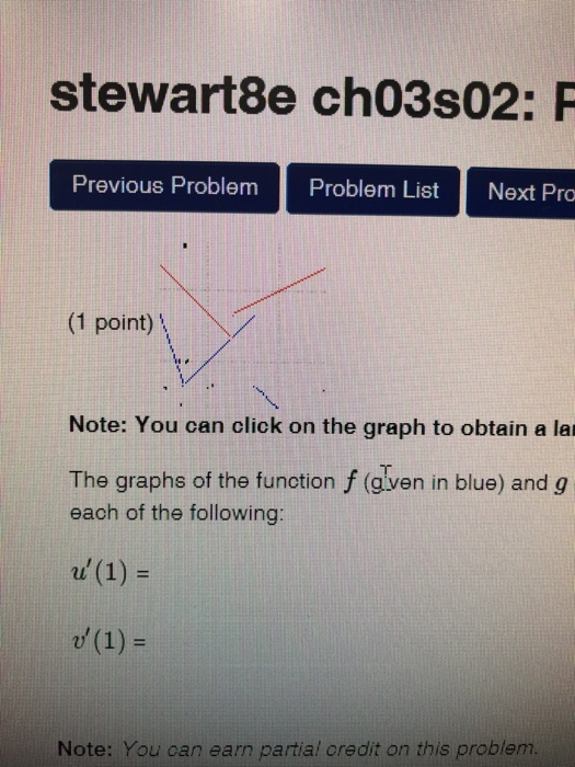 stewart8e ch03s02 : F Previous Problem Problem List Next Pro (1 point) Note: You can click on the graph to obtain a la The gr