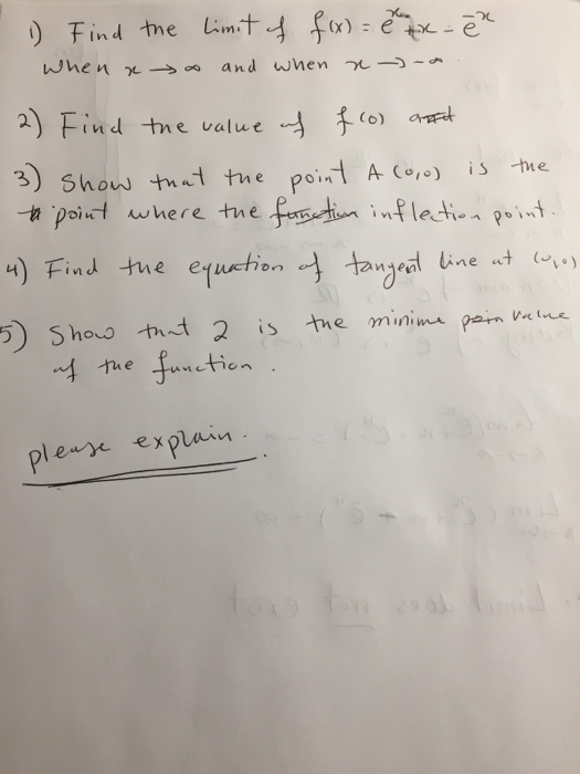 Find the Limt e tx-e when and when 2) Find the value Co) at 3) show that tue point h point where tue the A Co,0) faSdiun infl