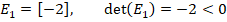 E,-[-2], det(E1)--2 < 0