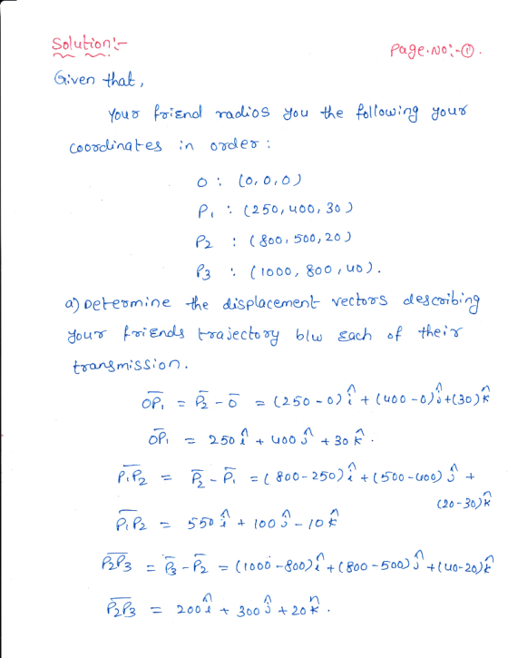 Solution Page No-O ven o uu P:250, uoo, 30 ( 800, 500, 20 כ : 3.C lo00, goo ,ub). o) oetermine the displacement vechos desco