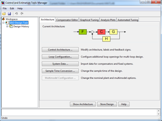 Control and Estimation Tools Manager File Edit Help 笛 っ Architecture Compensator Editor Graphical Tuning Analysis Plots Autom