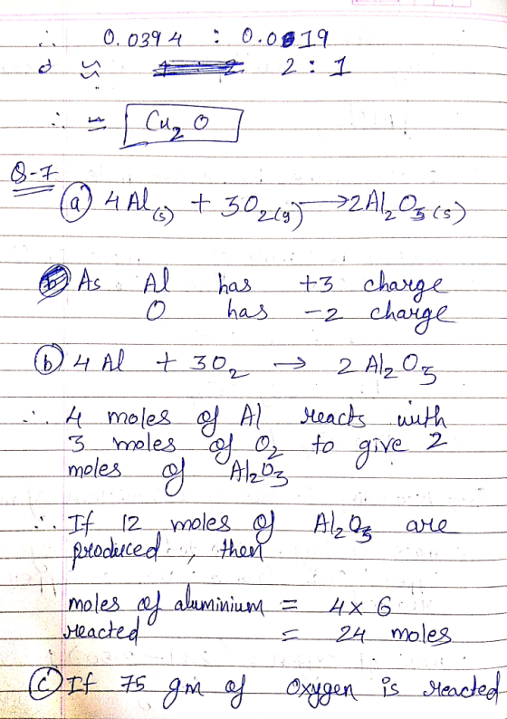 ztg As Aha +3 charge O has 2ー.change leto give 2 A20 ate moles eacted