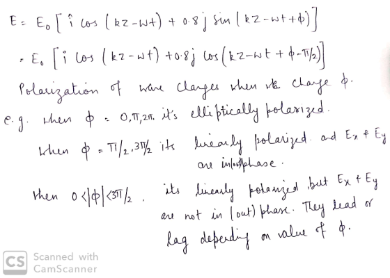 E Eo os ( kz -wt) t 08 1 n ( k2-wtt)|| E. i (k-wt) to8j Us (k2-wt + 4-T/)| fetaigation lanpeu whm v ge 0,T,20. tllipicalky bo