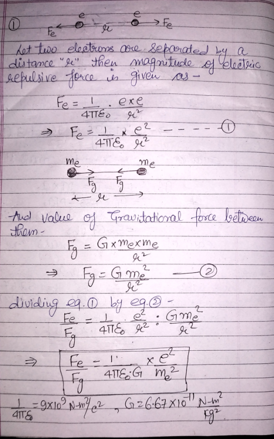 Fe e Fe Separated y a Aot tiwo eleetoos ore distance e then magntudle elaaic kepulire fence Fe exe 4TTE Fe e ) Me me Auel va