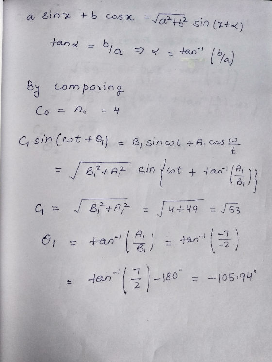 B Com poing C, sin (cot +