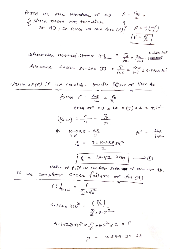 forte menkar of AD one siMce there qne tuuoline at AD, So force One ine (o-28s ksi 64 fo allouseble normel Stres (Cu ع/والص S