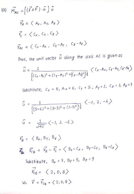 Thus, the unit vector u along the aris Ac is given as 1, 2,-6 1, 2,6 Substitute, B,-7, By=5, B2-3
