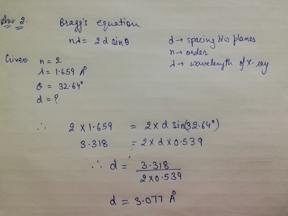 nds ad sine amas 32-GY。 A X 1.659 2x d sin(32-64。) 3.318 2 x d x0 539 Ξ 3318 2 x0.530