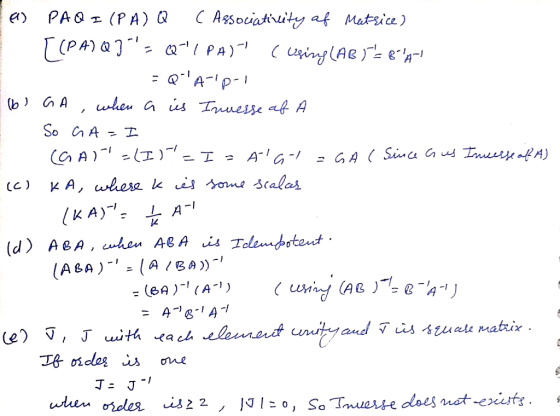 A) PAO (PA) Q C Aggociodivity af Matice ) ABA- : (eA)(A-1)