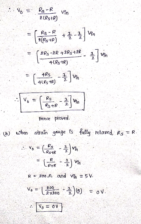 ir) Hence proved (b) when strin gauge t relaed, RSR 1 V? 1 R+R 2x200: 오