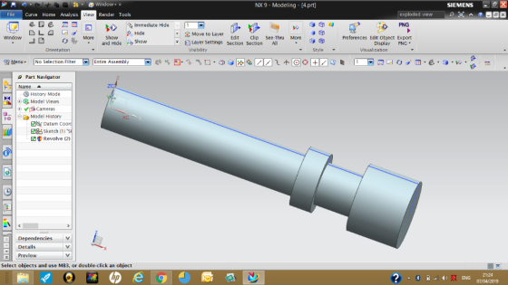 1つ File Curve Home Analysis SIEMENS X NX 9- Modeling-[4.prt] immediate Hide Hide PNG a DLA 」D O More Show Move to Layer Edit