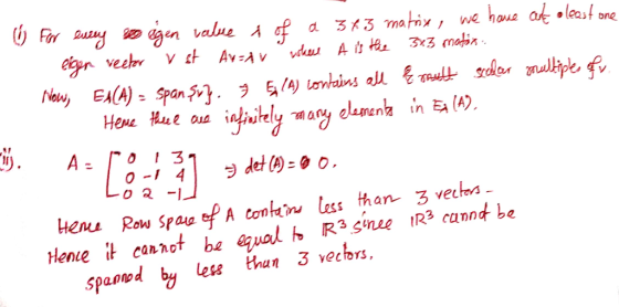 u For gut썽 aogen value λ f d るメŠmamx , we houa ak.lalone egr rn吻不. S1 Hence it cannot be ejualk R3 Soue tR3rann4be spaρ㎜d by