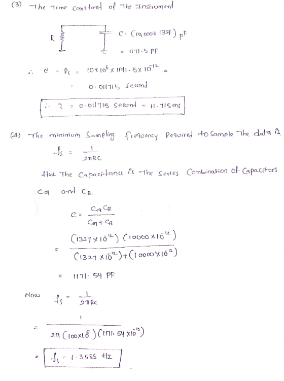 (3) he ime Ccnslant of -1be Inslhument 5 P tOX (05 (H.5x (o 0ll115 Second =O-ol15 secm 71Sms (4) The minimum Sampling De0ency